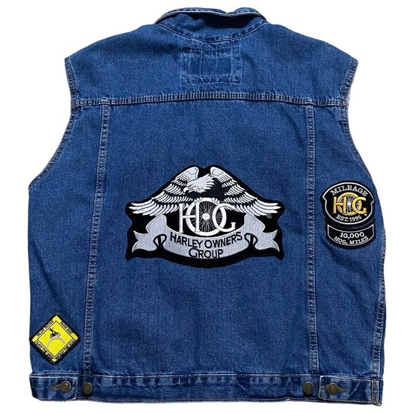 Canyon Guide Outfitters Custom Harley Davidson HOG Denim Vest - Picture 6 of 10